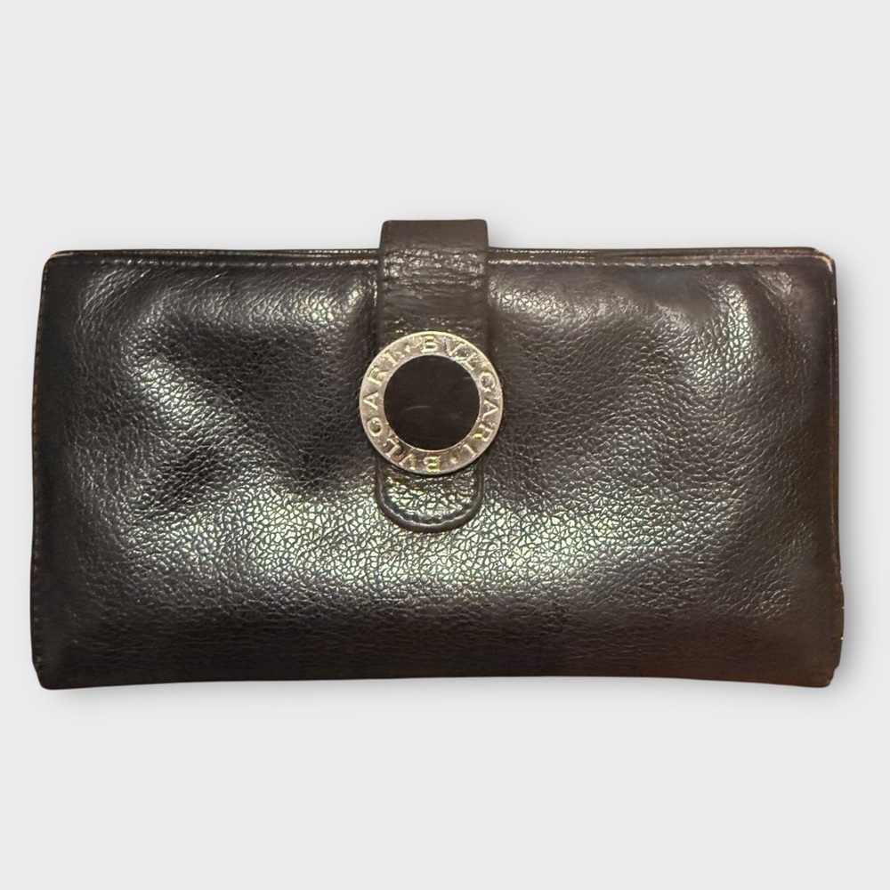 Bvlgari Vintage Black Leather Long Wallet β Fair Condition